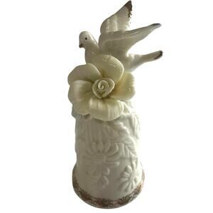 Cracker Barrel Elegant Collection Rose Dove Bell Fine Porcelain 24k Gold Deco